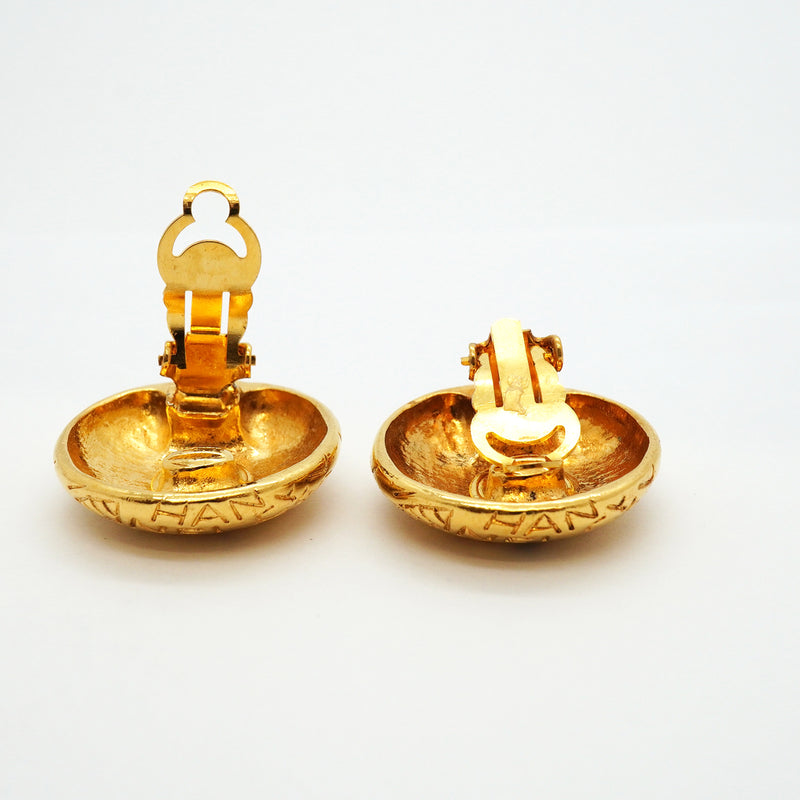 【6jhb0827】シャネル イヤリング ヴィンテージ シャネルロゴ 丸型 サークル GPメッキ ゴールド【中古】レディース