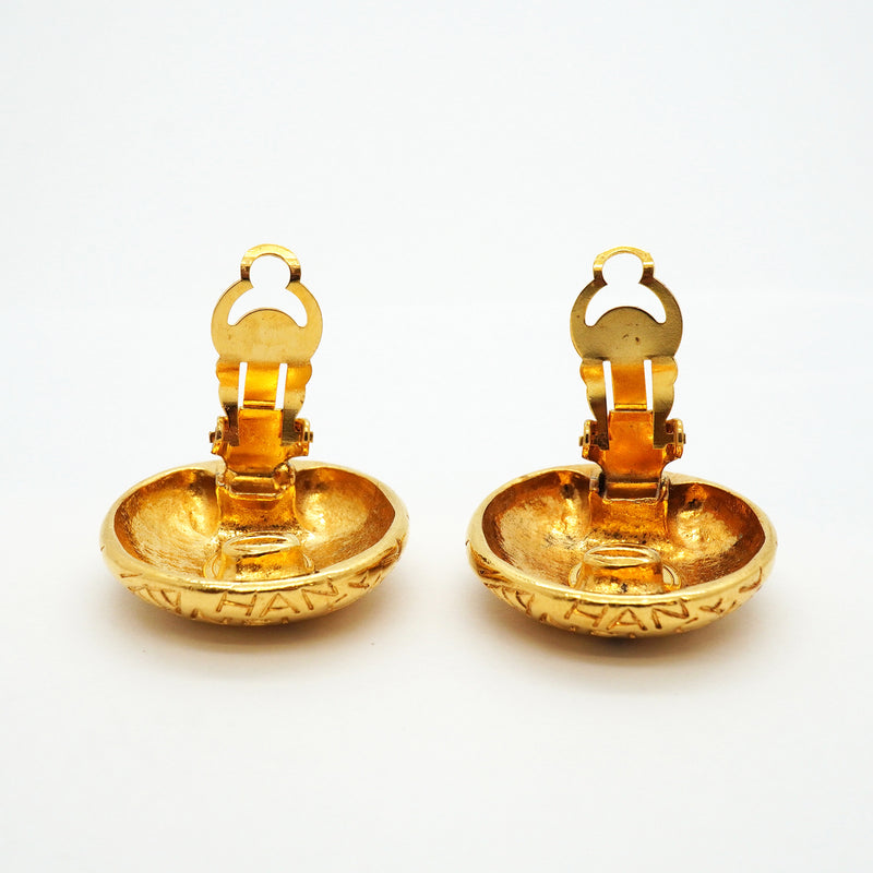 【6jhb0827】シャネル イヤリング ヴィンテージ シャネルロゴ 丸型 サークル GPメッキ ゴールド【中古】レディース