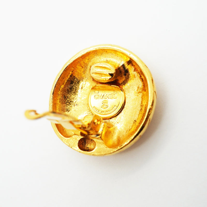 【6jhb0827】シャネル イヤリング ヴィンテージ シャネルロゴ 丸型 サークル GPメッキ ゴールド【中古】レディース