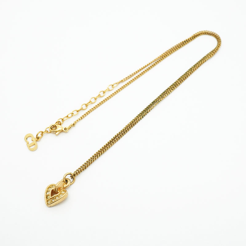【6jhb0843】クリスチャンディオール ネックレス GPメッキ ラインストーン ゴールド【中古】レディース