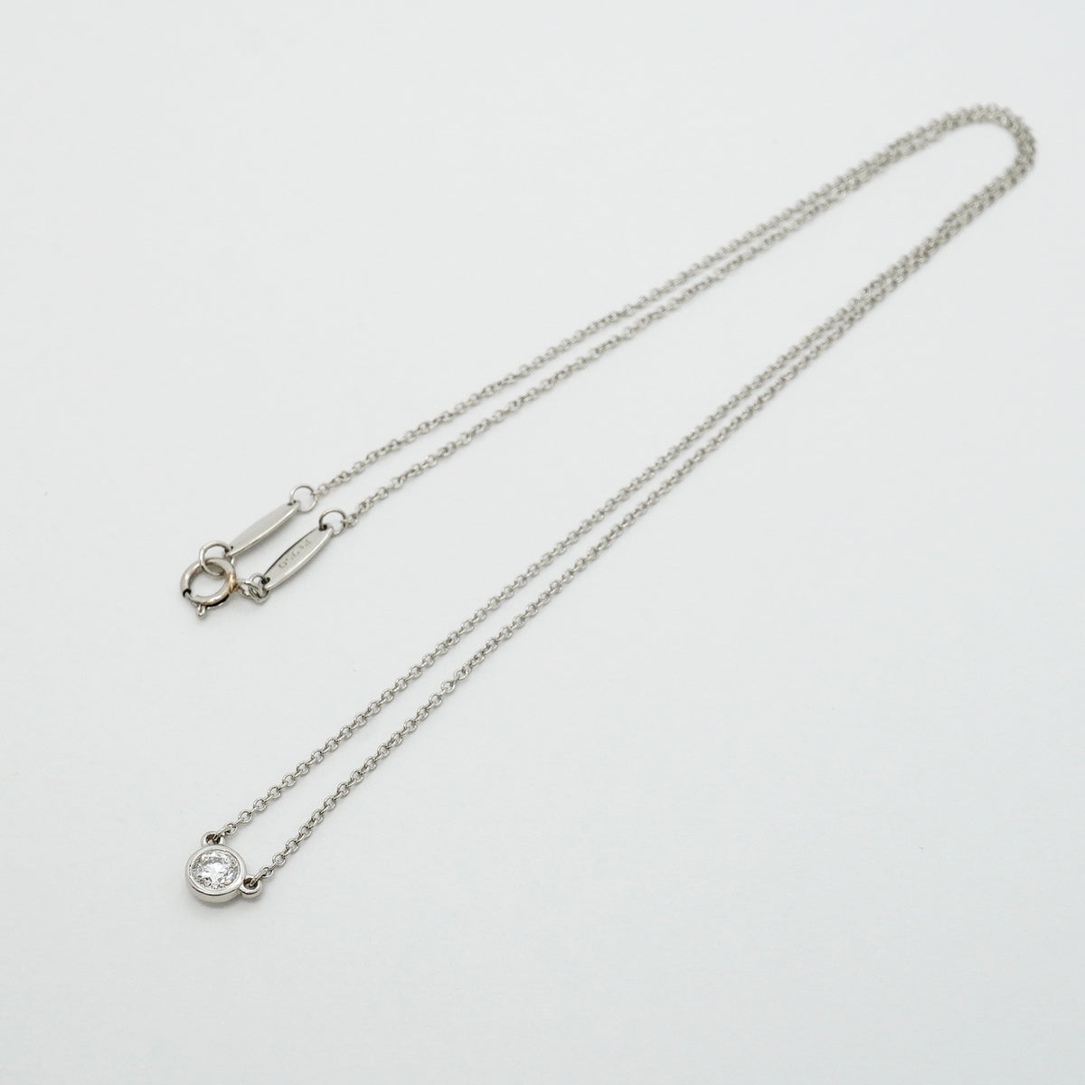 【6jhb0846】ティファニー ネックレス バイザヤード 1PD Pt950 プラチナ ダイヤモンド【中古】レディース