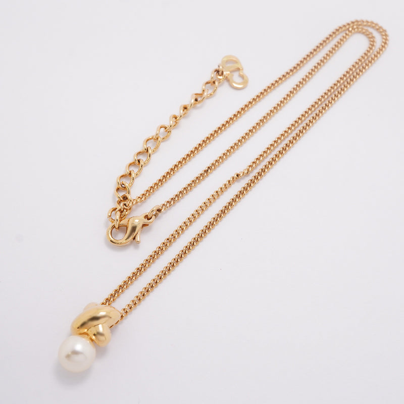 【6jhb0849】クリスチャンディオール ネックレス GPメッキ フェイクパール ゴールド【中古】レディース