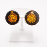 【6jhb0854】シャネル ピアス ヴィンテージ ココマーク カメリア 丸型 サークル GPメッキ ゴールド ブラック【中古】レディース