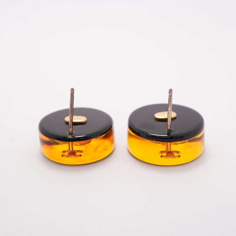 【6jhb0854】シャネル ピアス ヴィンテージ ココマーク カメリア 丸型 サークル GPメッキ ゴールド ブラック【中古】レディース