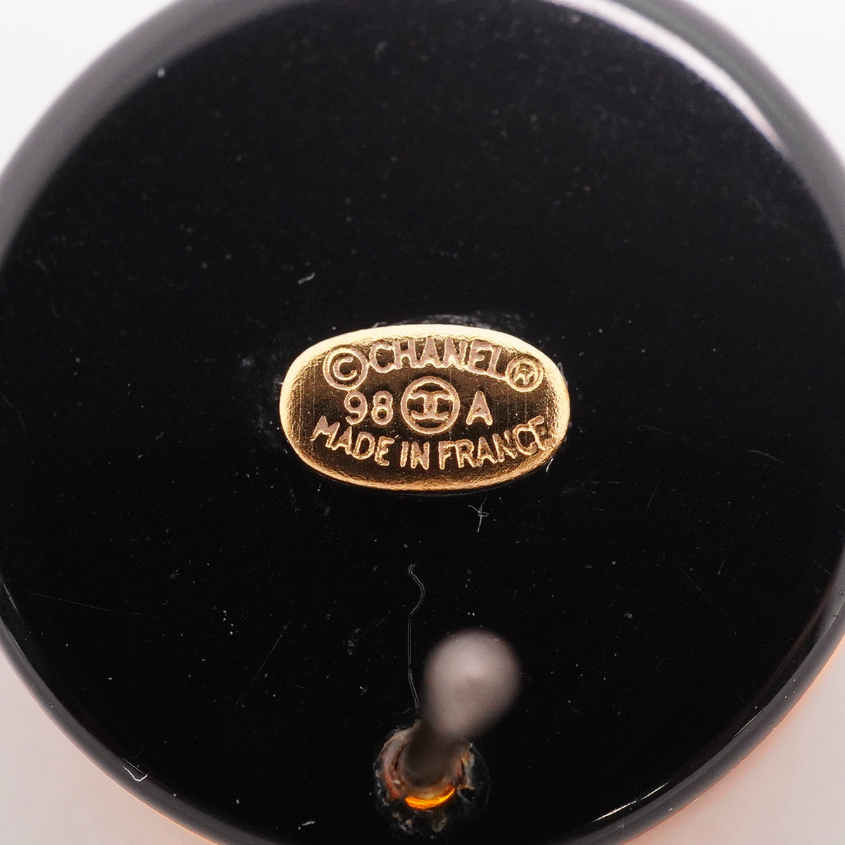 【6jhb0854】シャネル ピアス ヴィンテージ ココマーク カメリア 丸型 サークル GPメッキ ゴールド ブラック【中古】レディース