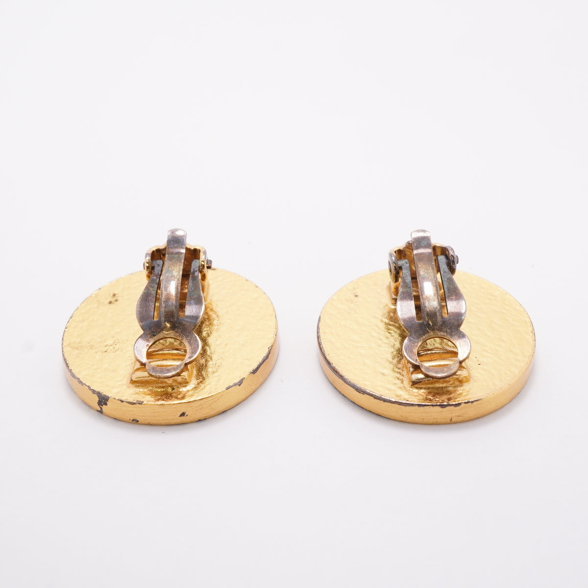 【6jhb0864】シャネル イヤリング ヴィンテージ ココマーク 丸型 サークル GPメッキ ゴールド ブラック【中古】レディース