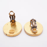 【6jhb0864】シャネル イヤリング ヴィンテージ ココマーク 丸型 サークル GPメッキ ゴールド ブラック【中古】レディース