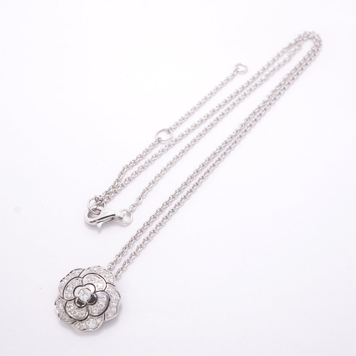 【6jhb0868】シャネル ネックレス カメリア K18WG ホワイトゴールド ダイヤモンド【中古】レディース