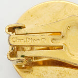 【6jhb0880】クリスチャンディオール イヤリング CDロゴ 丸型 サークル GPメッキ ラインストーン ゴールド【中古】レディース