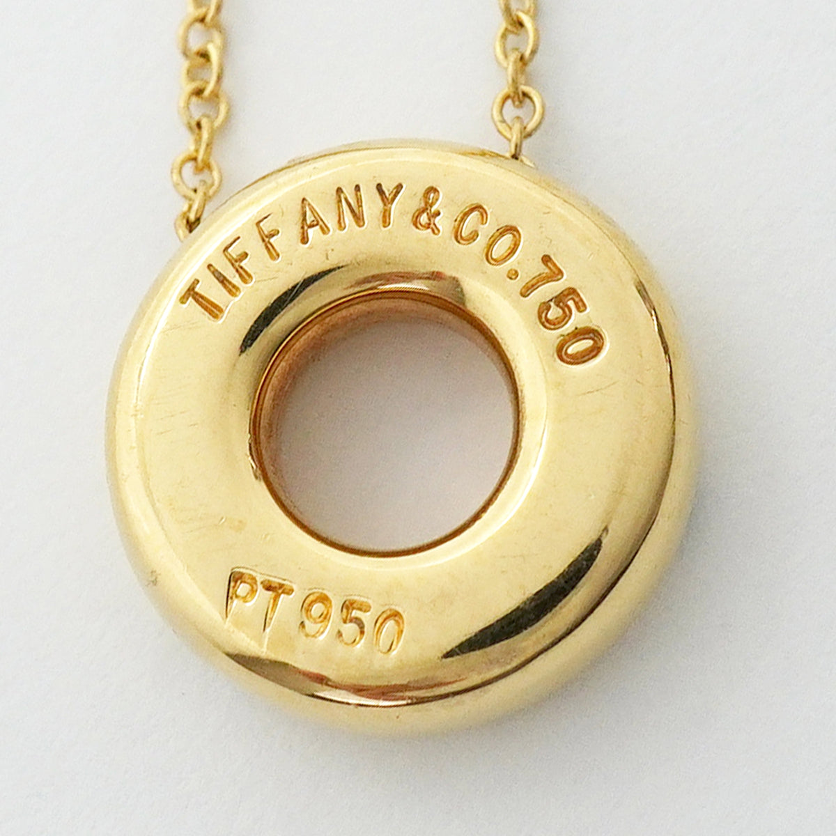 【6jhb0881】ティファニー ネックレス ドッツ サークル K18YG イエローゴールド Pt950 プラチナ ダイヤモンド【中古】レディース