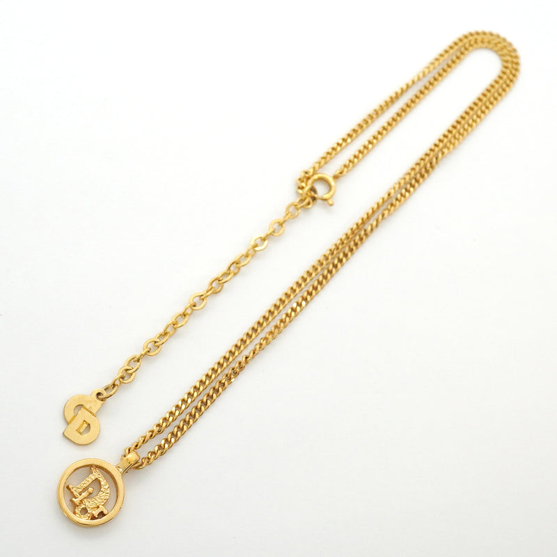 【6jhb0883】クリスチャンディオール ネックレス ディオールロゴ 丸型 サークル GPメッキ ゴールド【中古】レディース