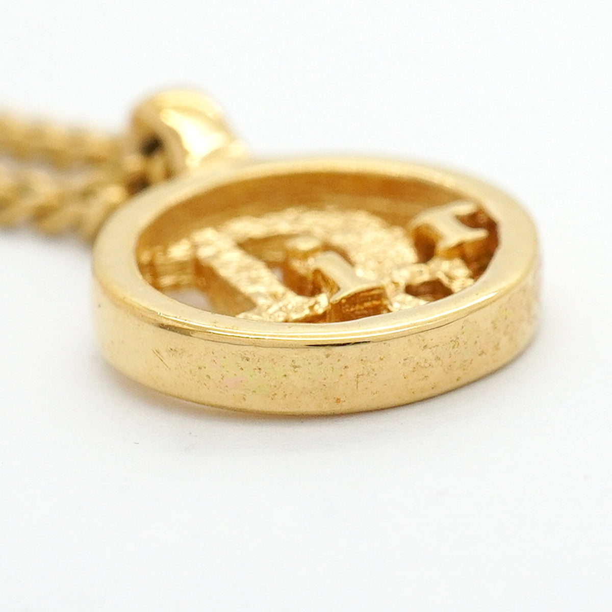 【6jhb0883】クリスチャンディオール ネックレス ディオールロゴ 丸型 サークル GPメッキ ゴールド【中古】レディース