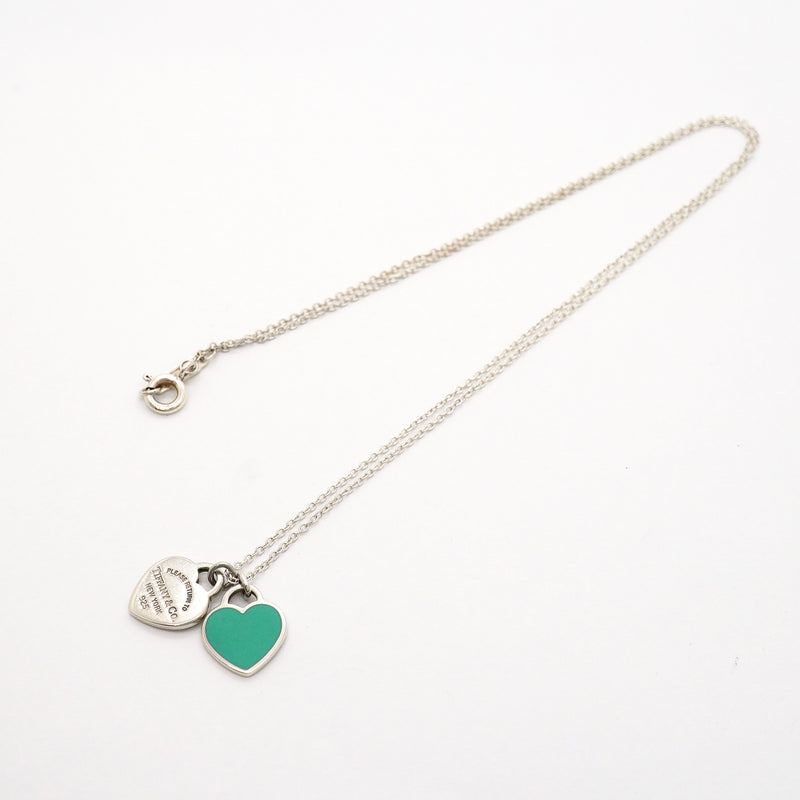 【6jib0007】ティファニー ネックレス ダブルリターントゥハート シルバー925 ブルー【中古】レディース