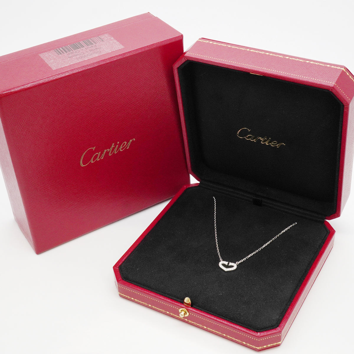 【6jib0010】カルティエ ネックレス Cハート K18WG ホワイトゴールド ダイヤモンド【中古】レディース
