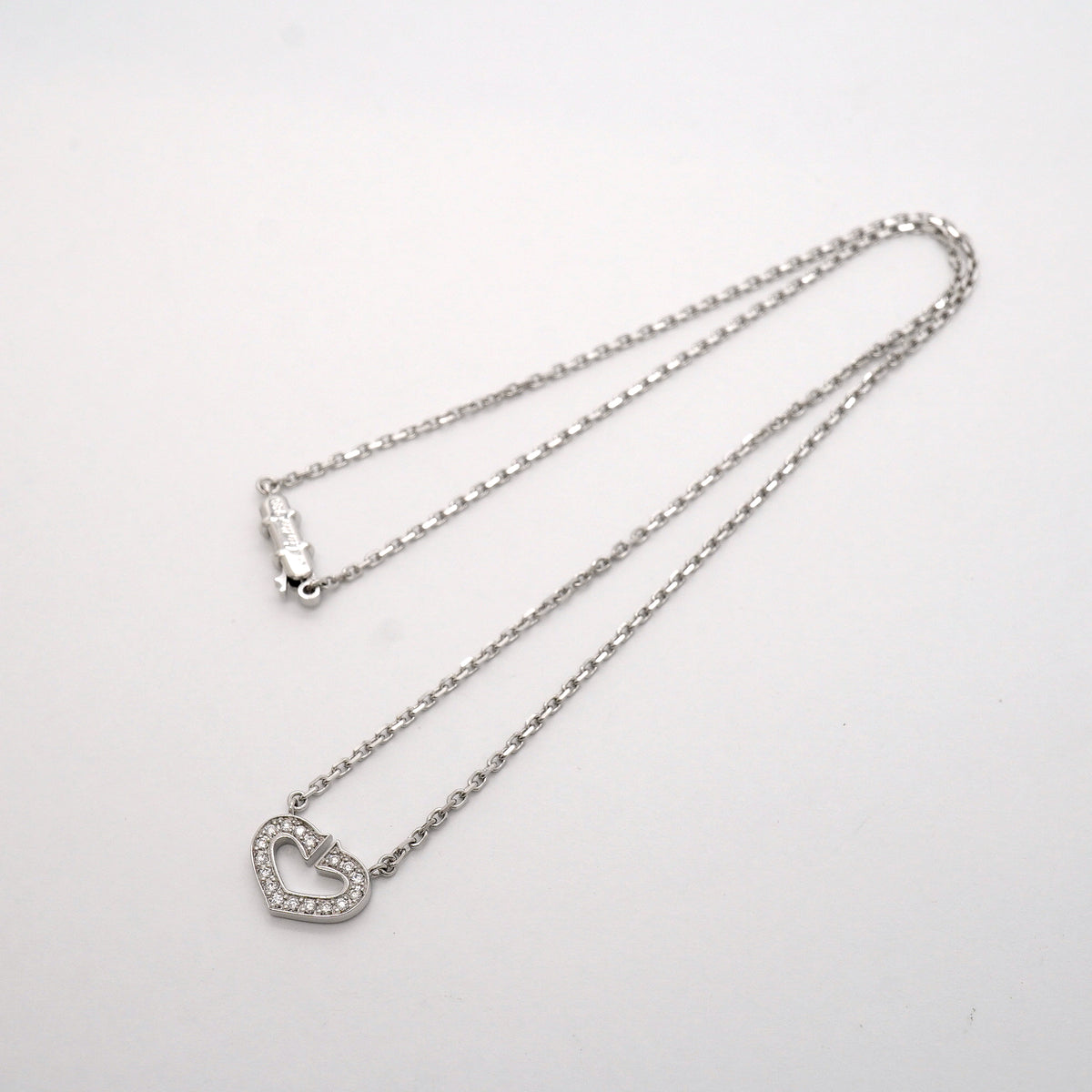 【6jib0010】カルティエ ネックレス Cハート K18WG ホワイトゴールド ダイヤモンド【中古】レディース