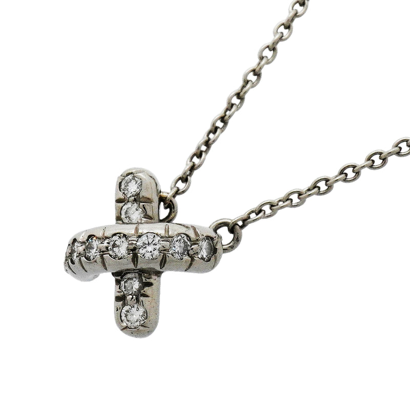 【6jib0022】ティファニー ネックレス クロスステッチ Pt950 プラチナ ダイヤモンド【中古】レディース