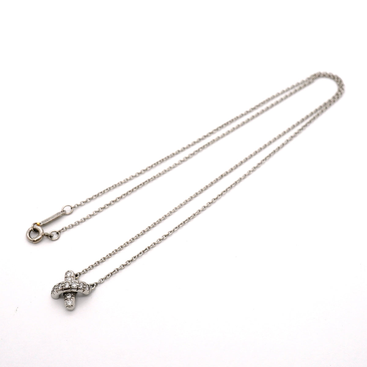 【6jib0022】ティファニー ネックレス クロスステッチ Pt950 プラチナ ダイヤモンド【中古】レディース