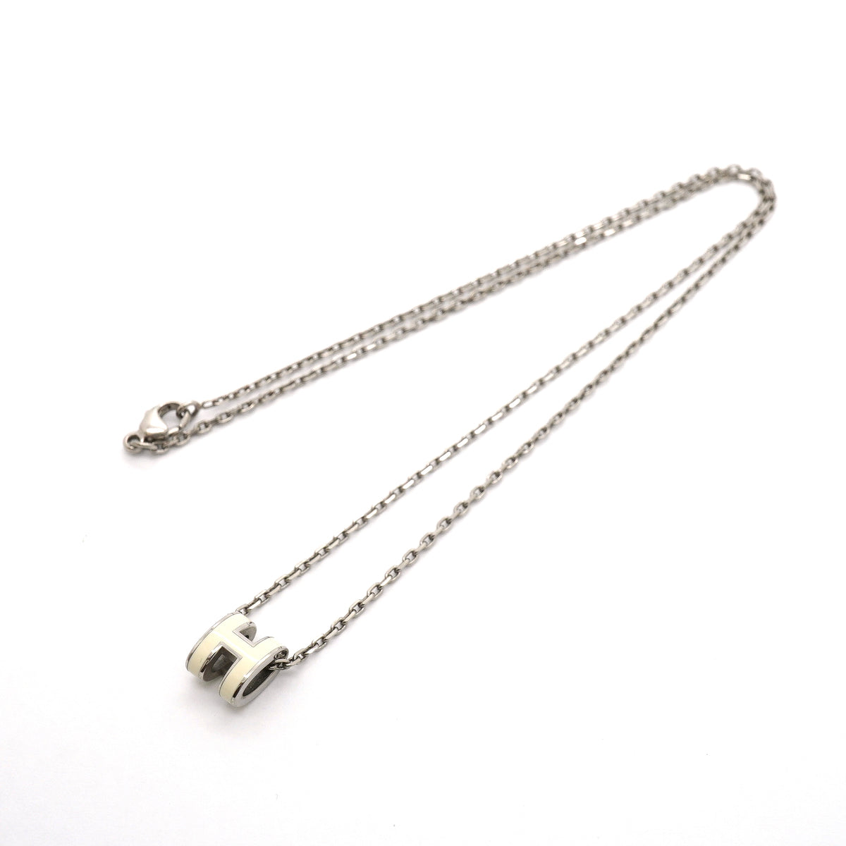 【6jib0023】エルメス ネックレス ミニポップアッシュ メタル シルバー アイボリー【中古】レディース