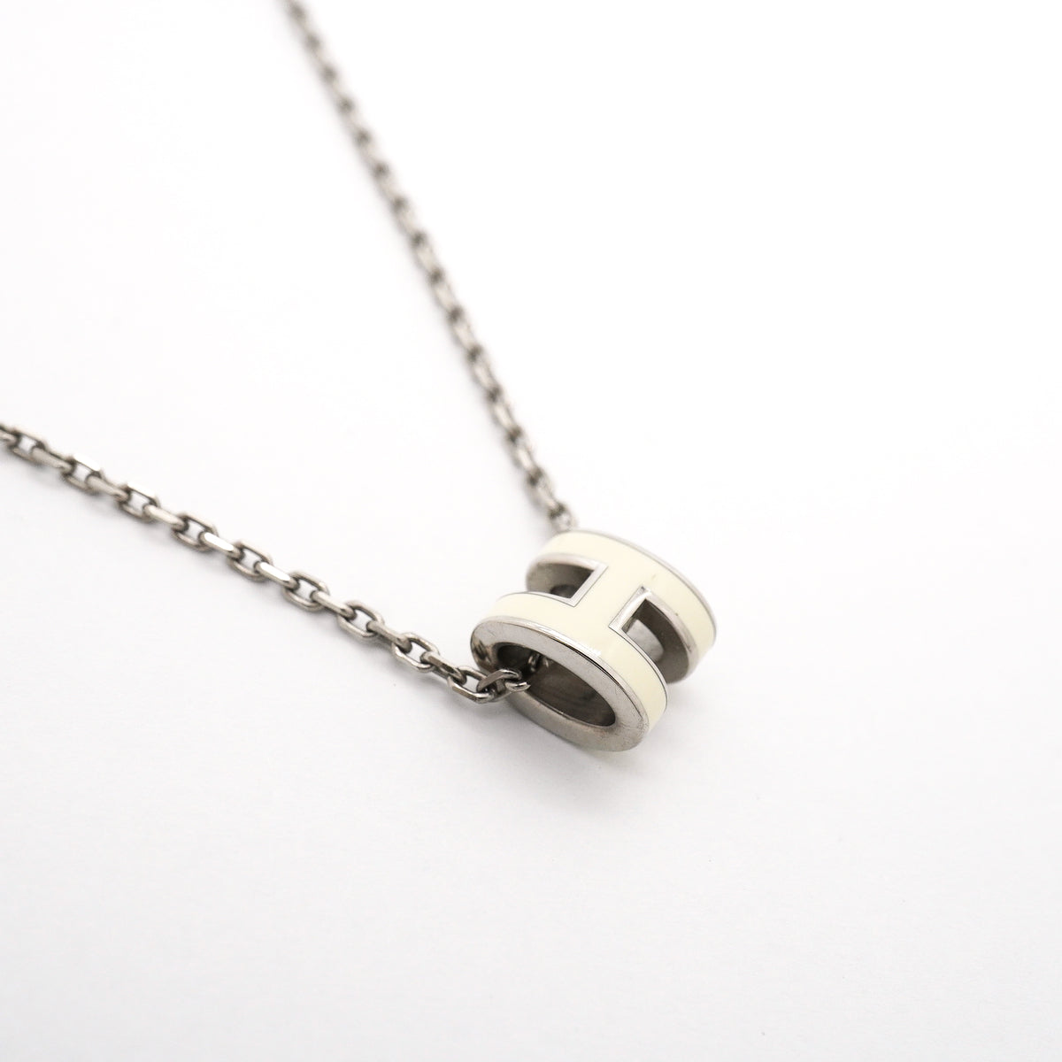 【6jib0023】エルメス ネックレス ミニポップアッシュ メタル シルバー アイボリー【中古】レディース