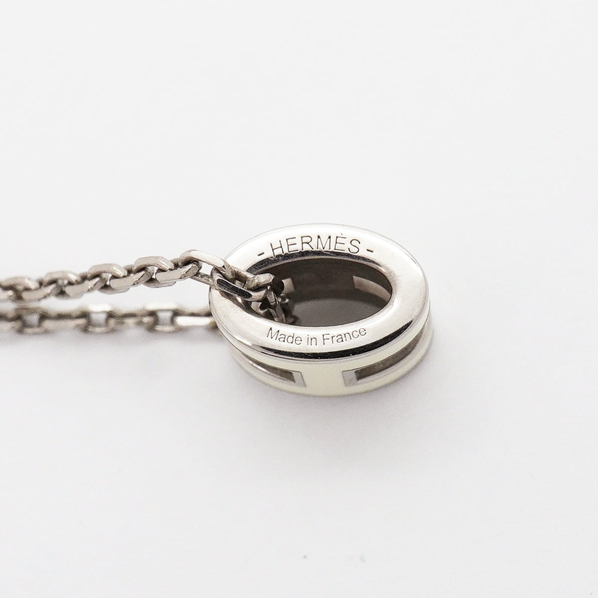 【6jib0023】エルメス ネックレス ミニポップアッシュ メタル シルバー アイボリー【中古】レディース