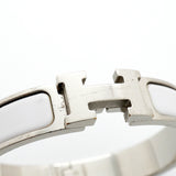 【6jib0030】エルメス バングル クリッククラックPM メタル シルバー ホワイト【中古】レディース
