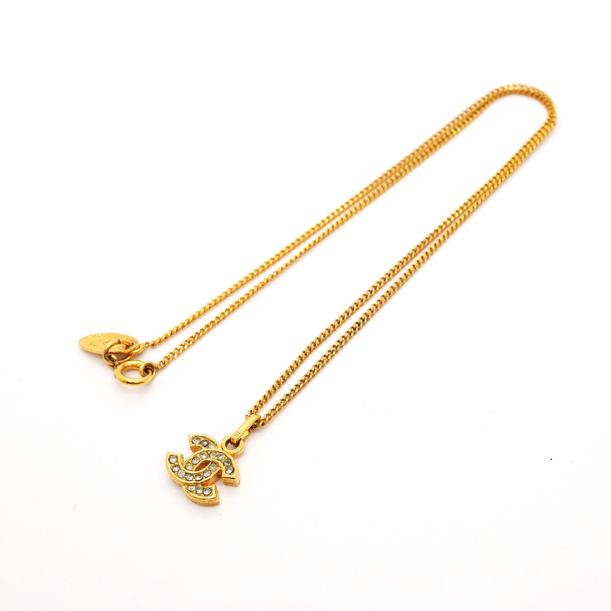 【6jib0051】シャネル ネックレス ヴィンテージ ココマーク GPメッキ ラインストーン ゴールド【中古】レディース