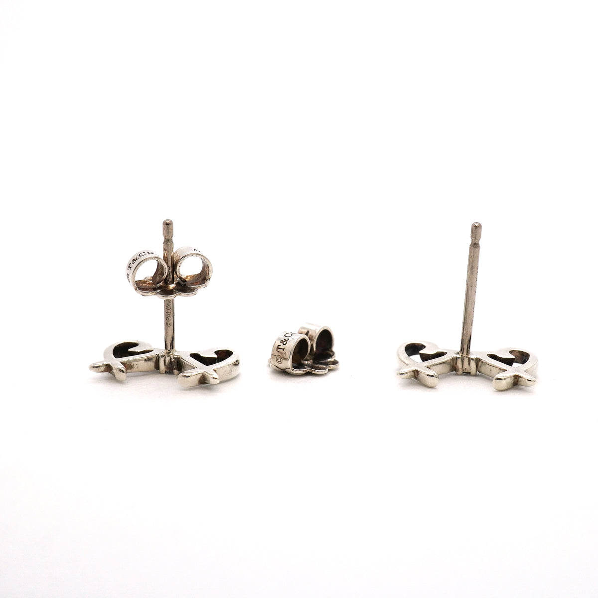 【6jib0062】ティファニー ピアス ダブルラビングハート 1PD シルバー925 ダイヤモンド【中古】レディース