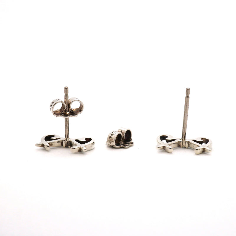 【6jib0062】ティファニー ピアス ダブルラビングハート 1PD シルバー925 ダイヤモンド【中古】レディース