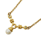 【6jib0068】クリスチャンディオール ネックレス GPメッキ フェイクパール ラインストーン ゴールド【中古】レディース