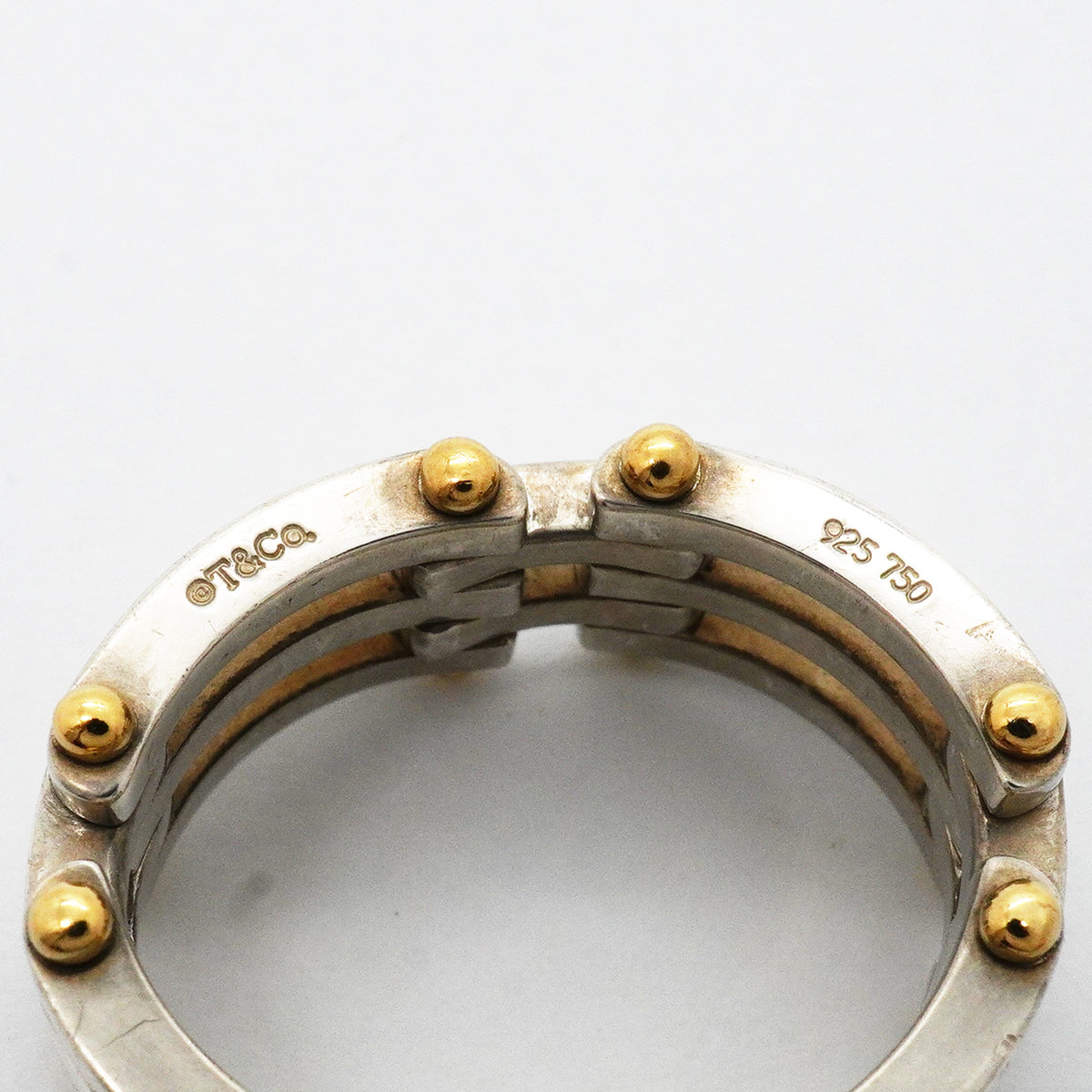 【6jib0071】ティファニー リング ゲート K18YG イエローゴールド シルバー925 22.5号【中古】メンズ