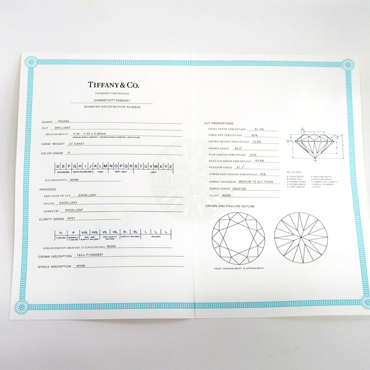 【6jib0086】ティファニー リング ソリティア 1PD Pt950 プラチナ ダイヤモンド 0.31ct 7.5号【中古】レディース