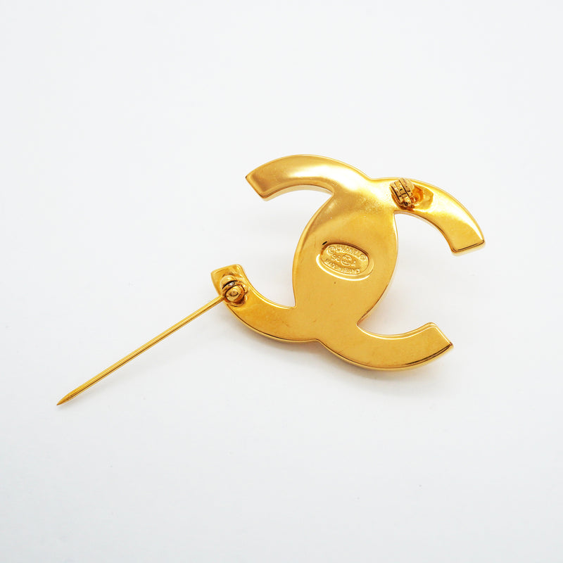 【6jib0096】シャネル ブローチ ヴィンテージ ココマーク ターンロック GPメッキ ゴールド【中古】レディース
