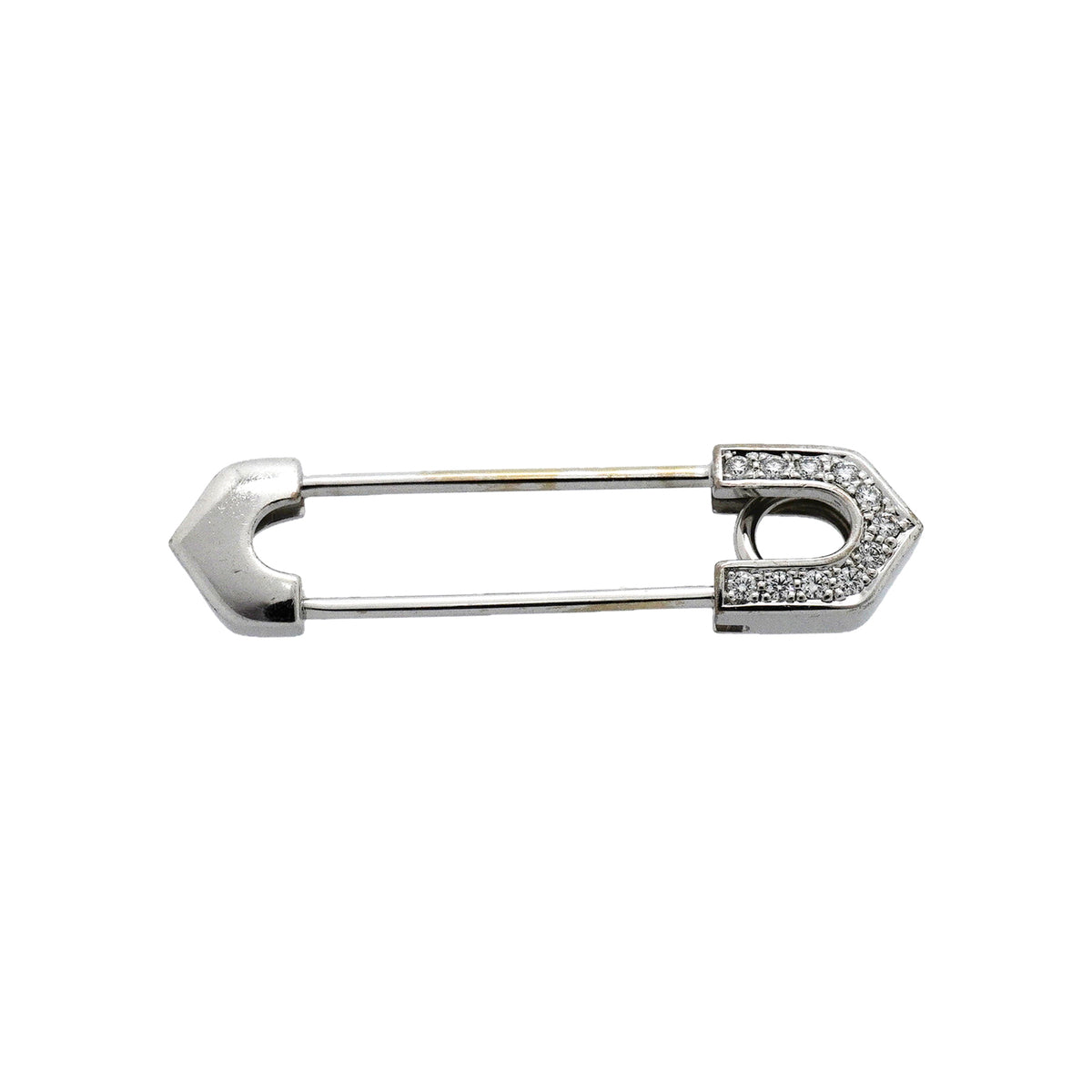 【6jib0100】カルティエ ブローチ アントルラセ 安全ピン K18WG ホワイトゴールド ダイヤモンド【中古】レディース