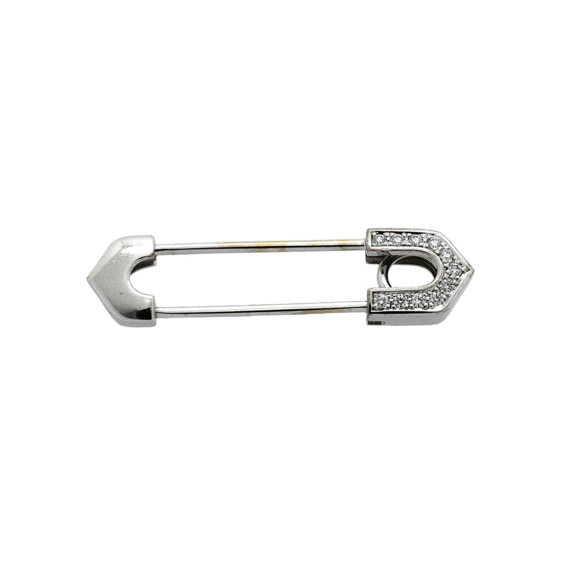 【6jib0100】カルティエ ブローチ アントルラセ 安全ピン K18WG ホワイトゴールド ダイヤモンド【中古】レディース