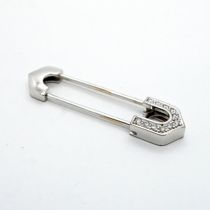 【6jib0100】カルティエ ブローチ アントルラセ 安全ピン K18WG ホワイトゴールド ダイヤモンド【中古】レディース