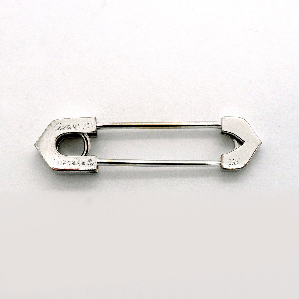 【6jib0100】カルティエ ブローチ アントルラセ 安全ピン K18WG ホワイトゴールド ダイヤモンド【中古】レディース
