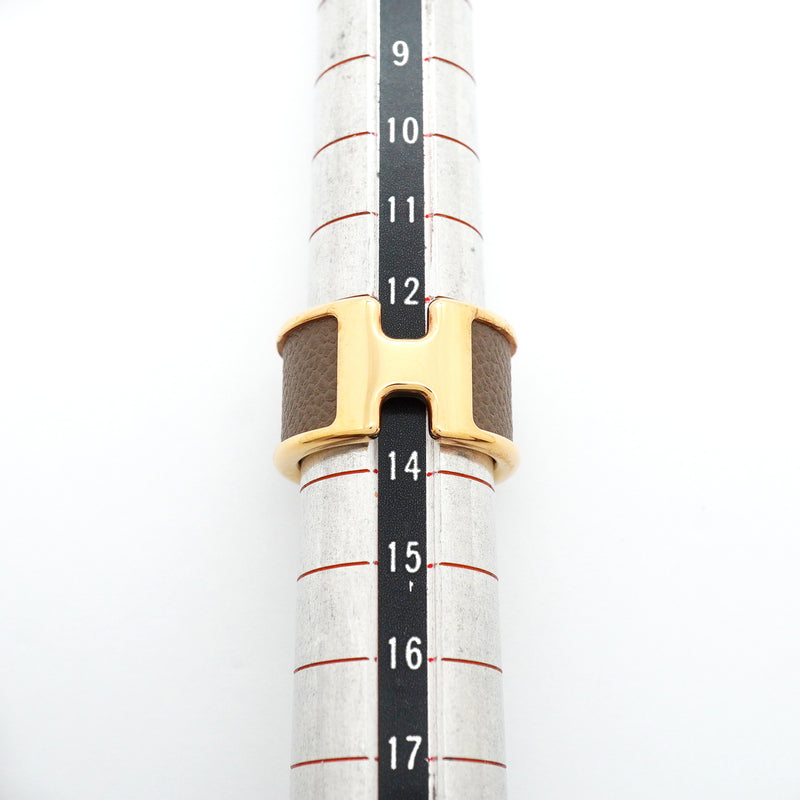 【6jib0102】エルメス リング オランプGM GPメッキ レザー ゴールド 13.5号【中古】レディース