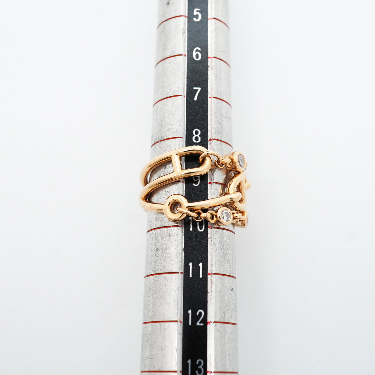 【6jib0109】エルメス リング シェーヌダンクル カオス 2PD K18PG ピンクゴールド ダイヤモンド 0.1ct ＃51【中古】レディース