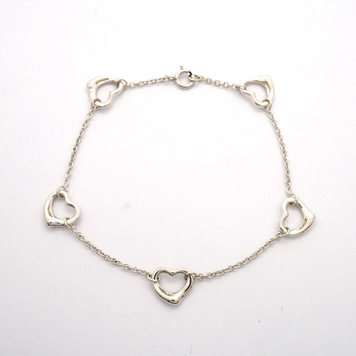 【6jib0117】ティファニー ブレスレット オープンハート 5P シルバー925【中古】レディース