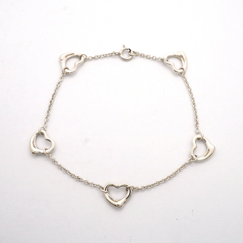 【6jib0117】ティファニー ブレスレット オープンハート 5P シルバー925【中古】レディース