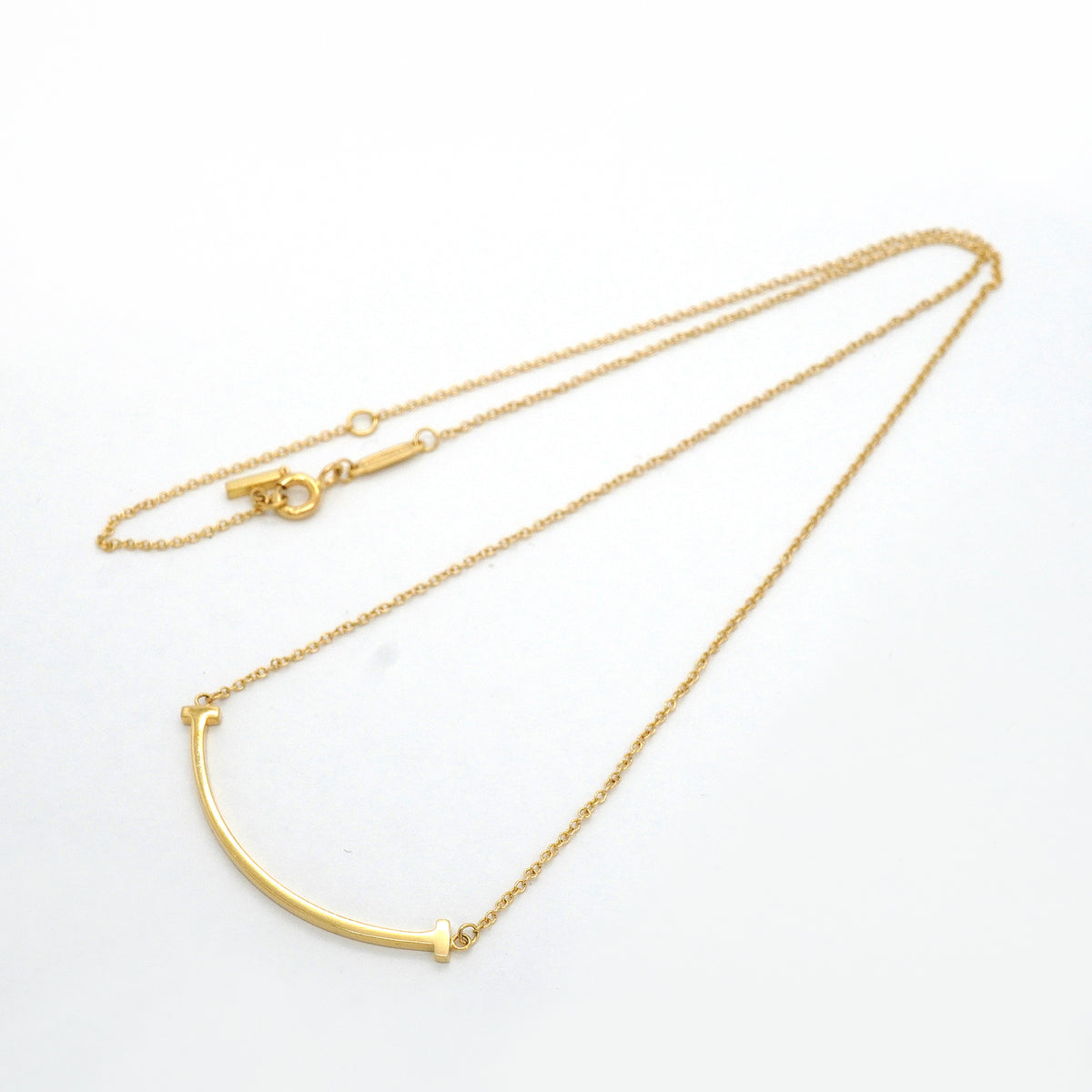 【6jib0128】ティファニー ネックレス Tスマイル スモール K18YG イエローゴールド【中古】レディース