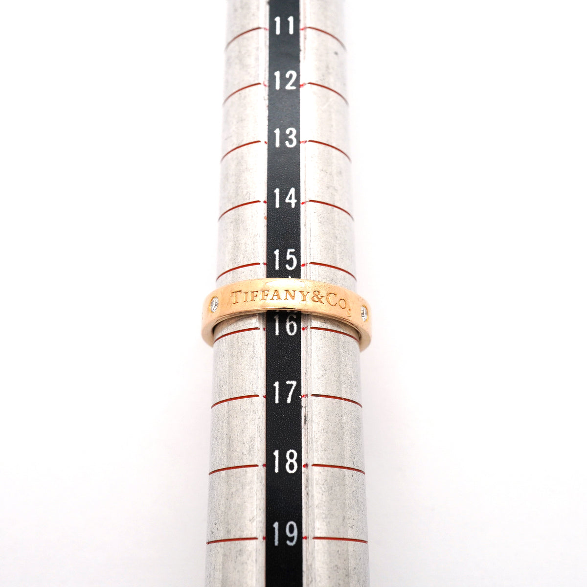 【6jib0131】ティファニー リング フラットバンド K18PG ピンクゴールド ダイヤモンド 15.5号【中古】メンズ