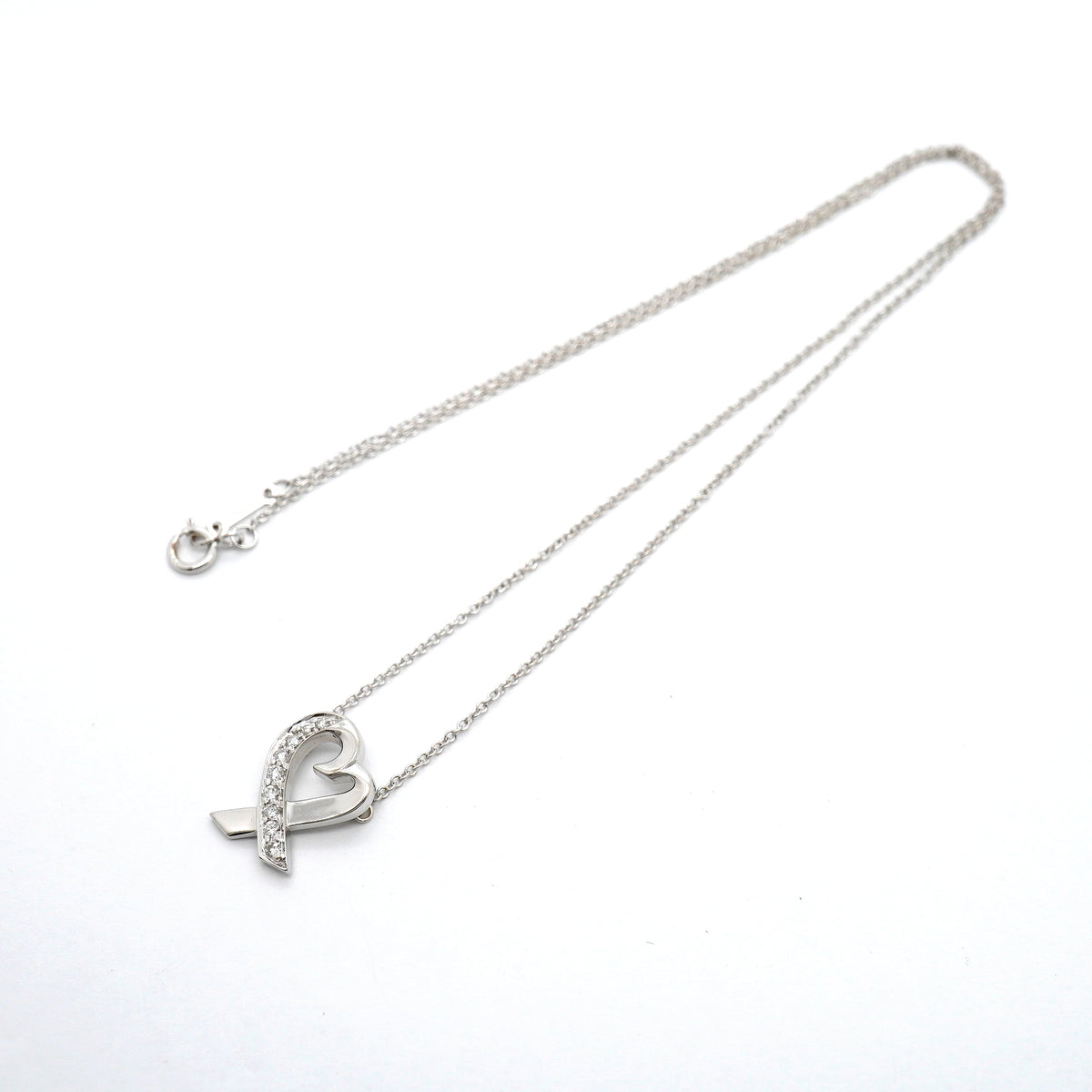 【6jib0136】ティファニー ネックレス ラビングハート K18WG ホワイトゴールド ダイヤモンド【中古】レディース