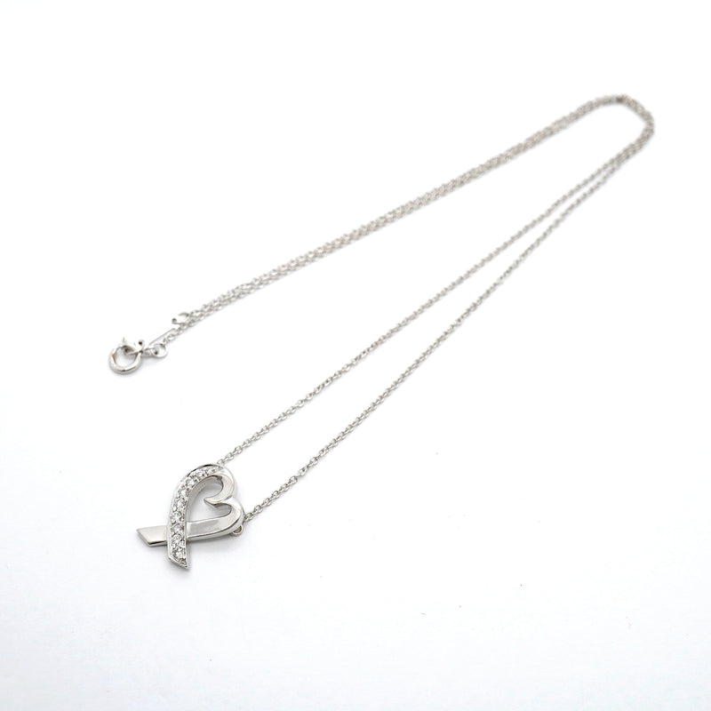 【6jib0136】ティファニー ネックレス ラビングハート K18WG ホワイトゴールド ダイヤモンド【中古】レディース