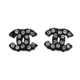 【6jib0144】シャネル ピアス ココマーク プラスチック メタル ラインストーン シルバー ブラック【中古】レディース