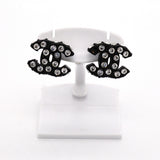 【6jib0144】シャネル ピアス ココマーク プラスチック メタル ラインストーン シルバー ブラック【中古】レディース