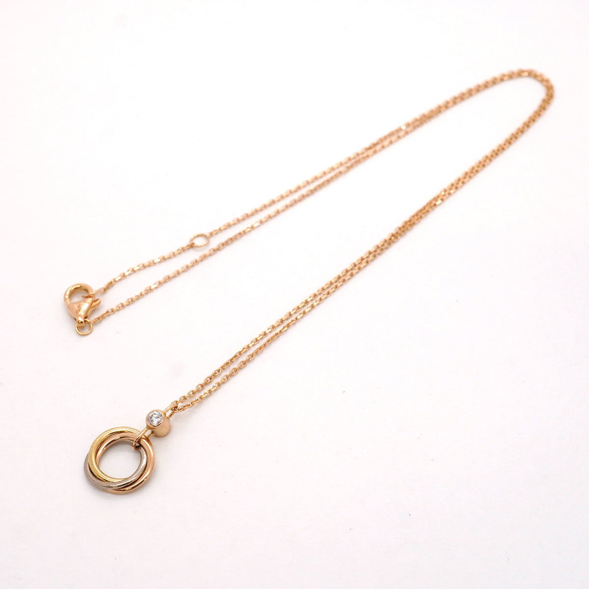 【6jib0166】カルティエ ネックレス ベビートリニティ 1PD K18YG イエローゴールド K18WG ホワイトゴールド K18PG ピンクゴールド/ダイヤモンド【中古】レディース