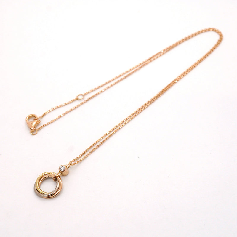 【6jib0166】カルティエ ネックレス ベビートリニティ 1PD K18YG イエローゴールド K18WG ホワイトゴールド K18PG ピンクゴールド/ダイヤモンド【中古】レディース