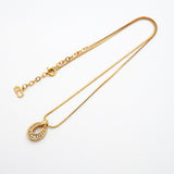 【6jib0182】クリスチャンディオール ネックレス GPメッキ ラインストーン ゴールド【中古】レディース