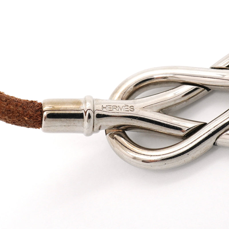 【6jib0185】エルメス ブレスレット アタメ メタル レザー シルバー【中古】レディース